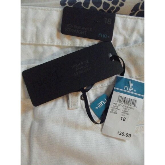 RUE21 Jeans Womens Plus Size 18 White High Rise Ankle Straight 100% Cotton - Picture 10 of 12